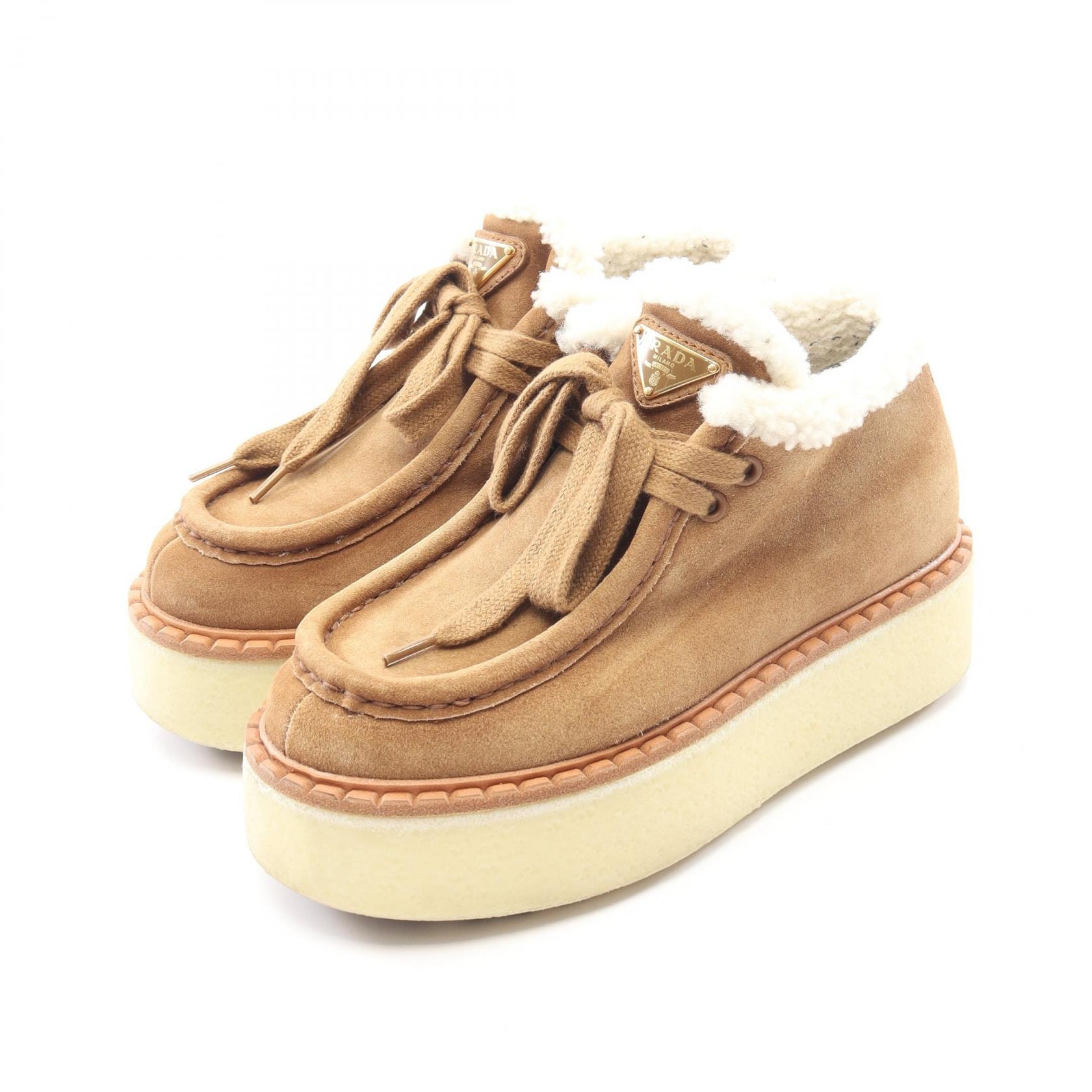 プラダ PRADA チャッカ ブーツ 靴 スウェード レディース ブラウン系 1T716N 【中古】