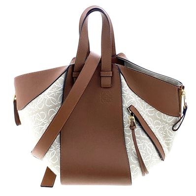 【値下げ】 LOEWE ロエベ ハンモック スモール 2WAYショルダーバッグ ハンドバッグ A538S35X29 レザー キャンバス キャメル ベージュ レディース【中古】