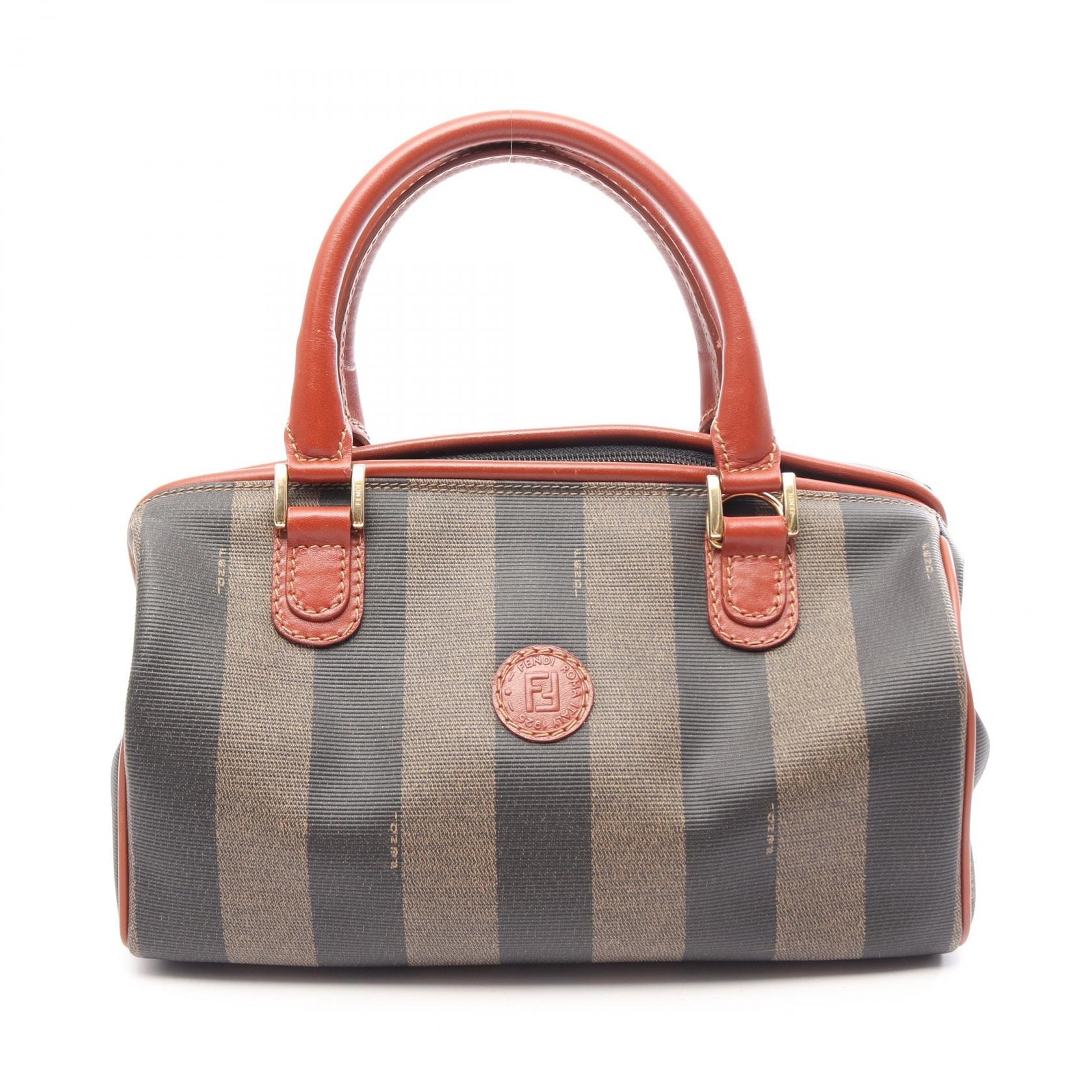 フェンディ FENDI ペカン ハンドバッグ バッグ PVCコーティングキャンバス レザー レディース ブラック系 / ブラウン系 【中古】