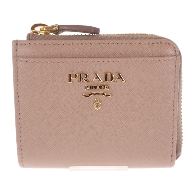 プラダ PRADA L字ファスナー 小銭入れ 1ML025 コインケース サフィアーノ シプリア ピンクベージュ レディース【中古】【Aランク】