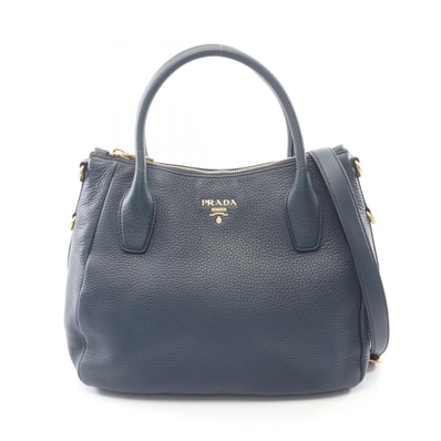 プラダ PRADA VIT DAINO ヴィッテロダイノ 2WAY トートバッグ バッグ レザー レディース ネイビー系 【中古】