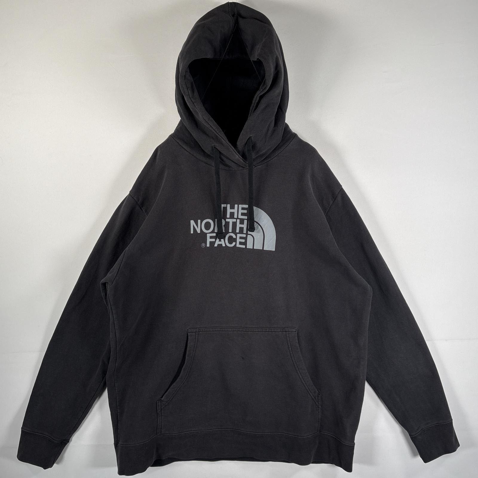 古着 ザ・ノースフェイス THE NORTH FACE パーカー 大きいサイズ ワンポイントビッグロゴ マフポケット フード紐 14041 ダークグレー メンズ