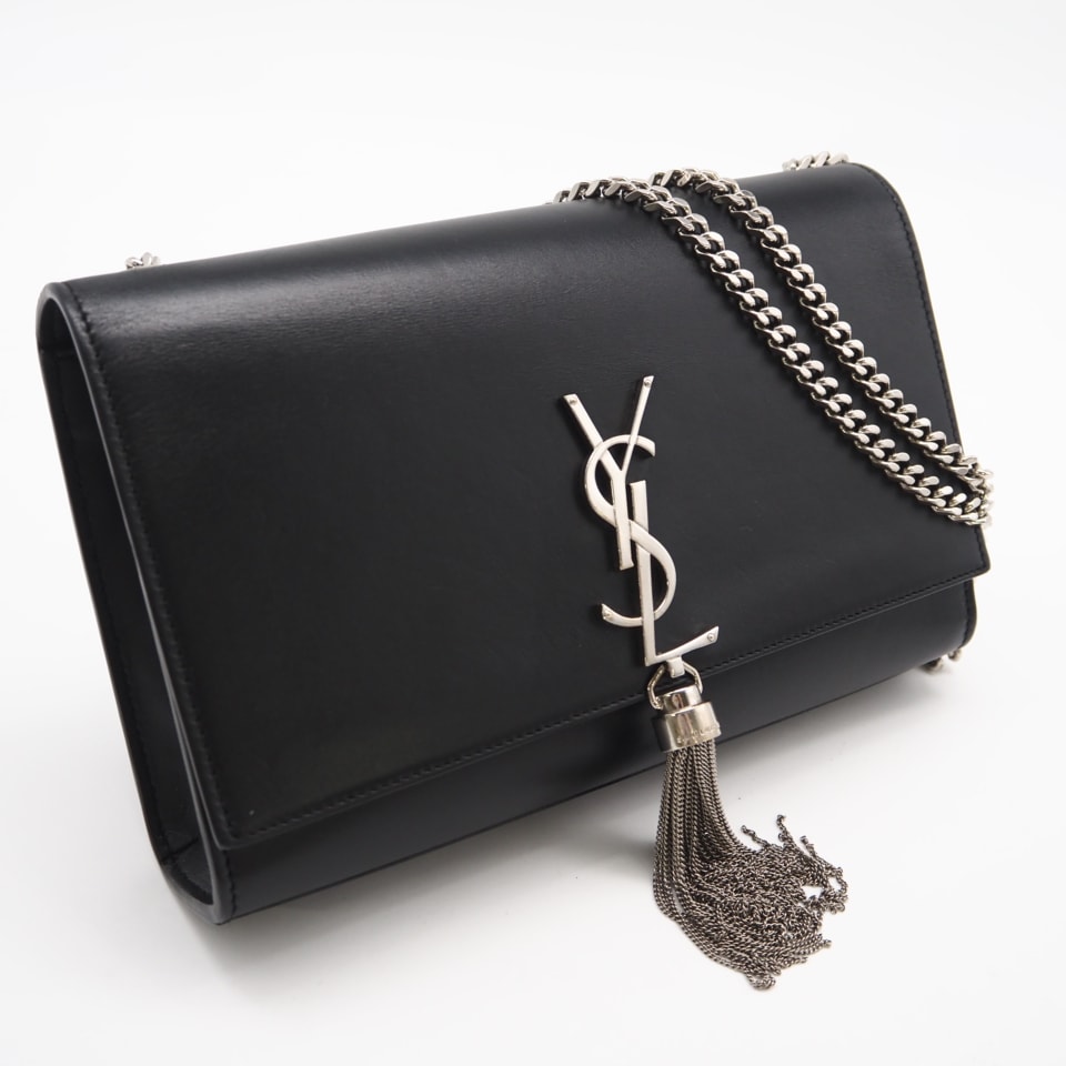 美品 SAINT LAURENT サンローラン クラシックケイト チェーンショルダーバッグ 354119 ショルダーバッグ ブラック カーフレザー レディース