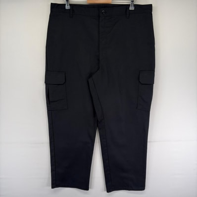 古着 ディッキーズ Dickies パンツ ワークパンツ カーゴ 大きいサイズ ワンポイントロゴ ジッパーフライ w40 L30 ブラック系 メンズ