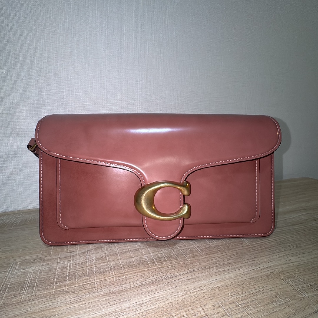 Coach Tabby Shoulder Bag 26 in a dusty pink color with gold-tone hardware
