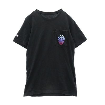 CHROME HEARTS クロムハーツ(原本無) VINE DAGGER グラデーション ヴァインダガー ホースシュープリント ポケット付 Tシャツ 半袖カットソー ブラック系 XS【中古】
