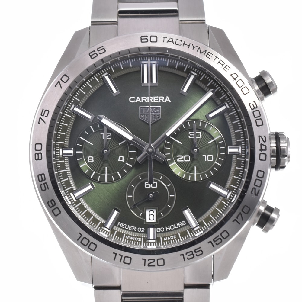 タグホイヤー TAG HEUER CBN2A10 カレラ02 スポーツ クロノグラフ グリーン 自動巻き メンズ 美品 腕時計 J#150332