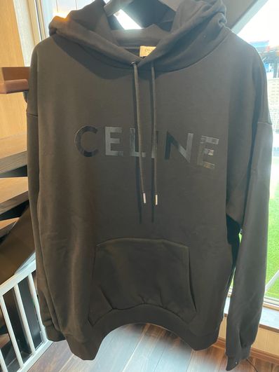 CELINE セリーヌ ビニルフーディー / コットンフリースブラック