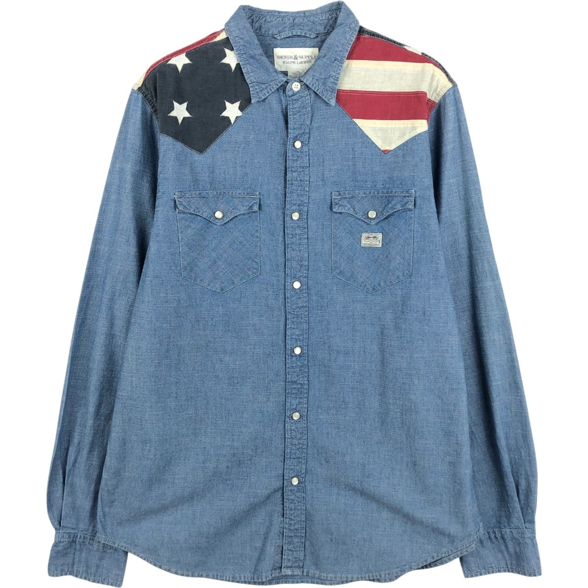 古着 ラルフローレン Ralph Lauren DENIM&SUPPLY 星条旗柄 長袖 ウエスタンシャツ メンズL相当/eaa676837