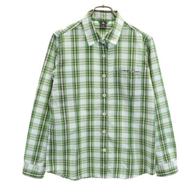 mont-bell モンベル チェック柄 長袖 シャツ M グリーン系 アウトドア