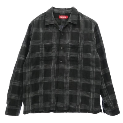 Supreme シュプリーム 23AW Woven Plaid Shirt クラッシック ロゴ刺繍 ウーブンチェック 長袖 シャツ M ダークグレー系 M【中古】