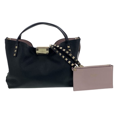 VALENTINO ヴァレンティノ ロックスタッズ スモール トートバッグ トートバッグ レザー 【中古】