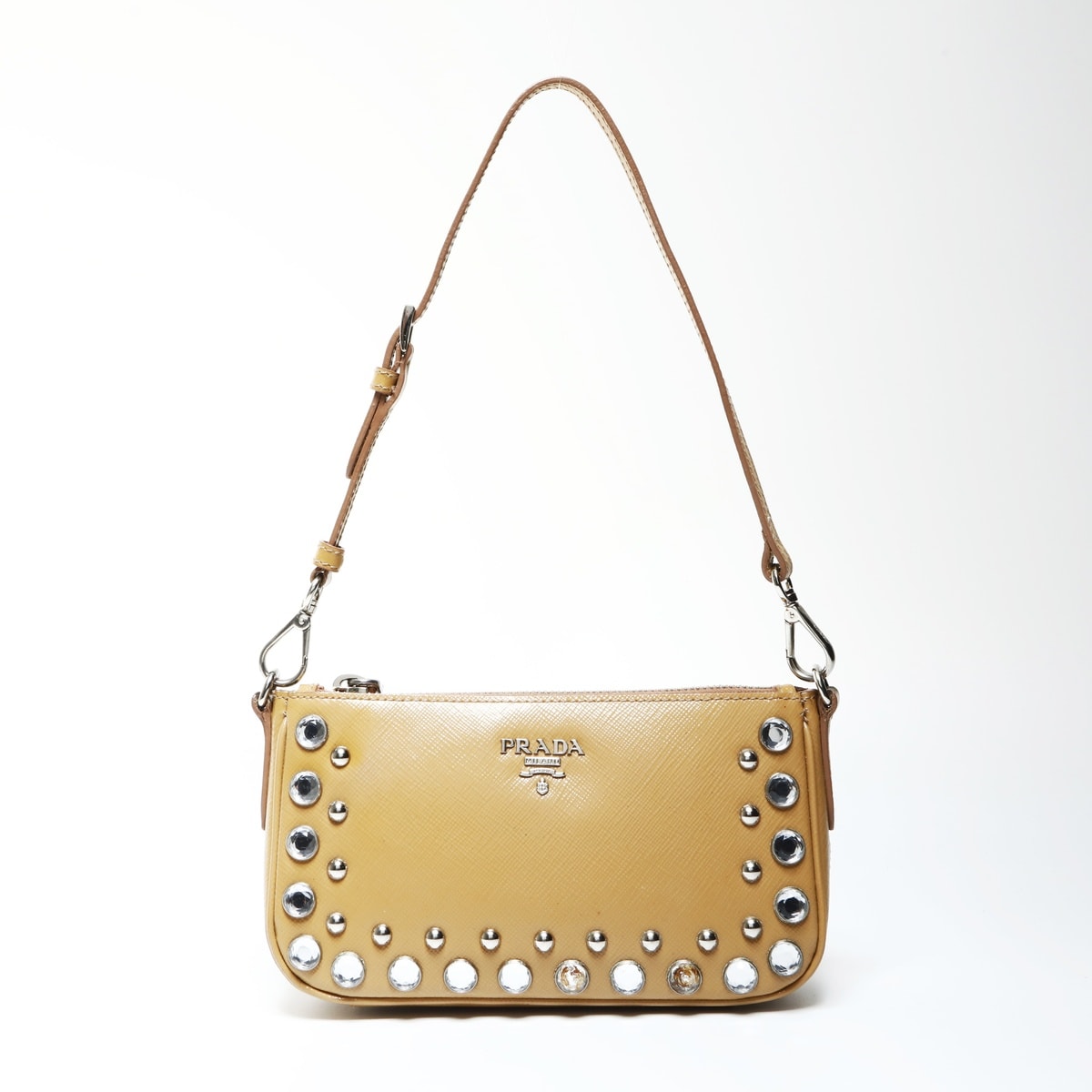 プラダ PRADA ビジュー パテントレザー アクセサリーポーチ ショルダーバッグ【中古】