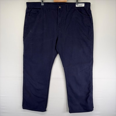 古着 ディッキーズ Dickies ダック パンツ ワンポイント ジップ ツールポケット 大きいサイズ w44 L32 ネイビー系 メンズ