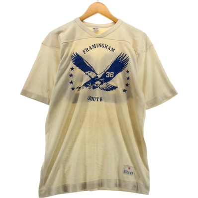 古着 80年代 チャンピオン Champion トリコタグ 鷲柄 イーグル柄 Vネック フットボールTシャツ USA製 メンズM相当 ヴィンテージ/eaa562940