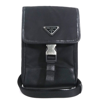 プラダ PRADA フォンポーチ ナイロン/レザー ブラック ユニセックス 2ZH109【中古】 r11490a