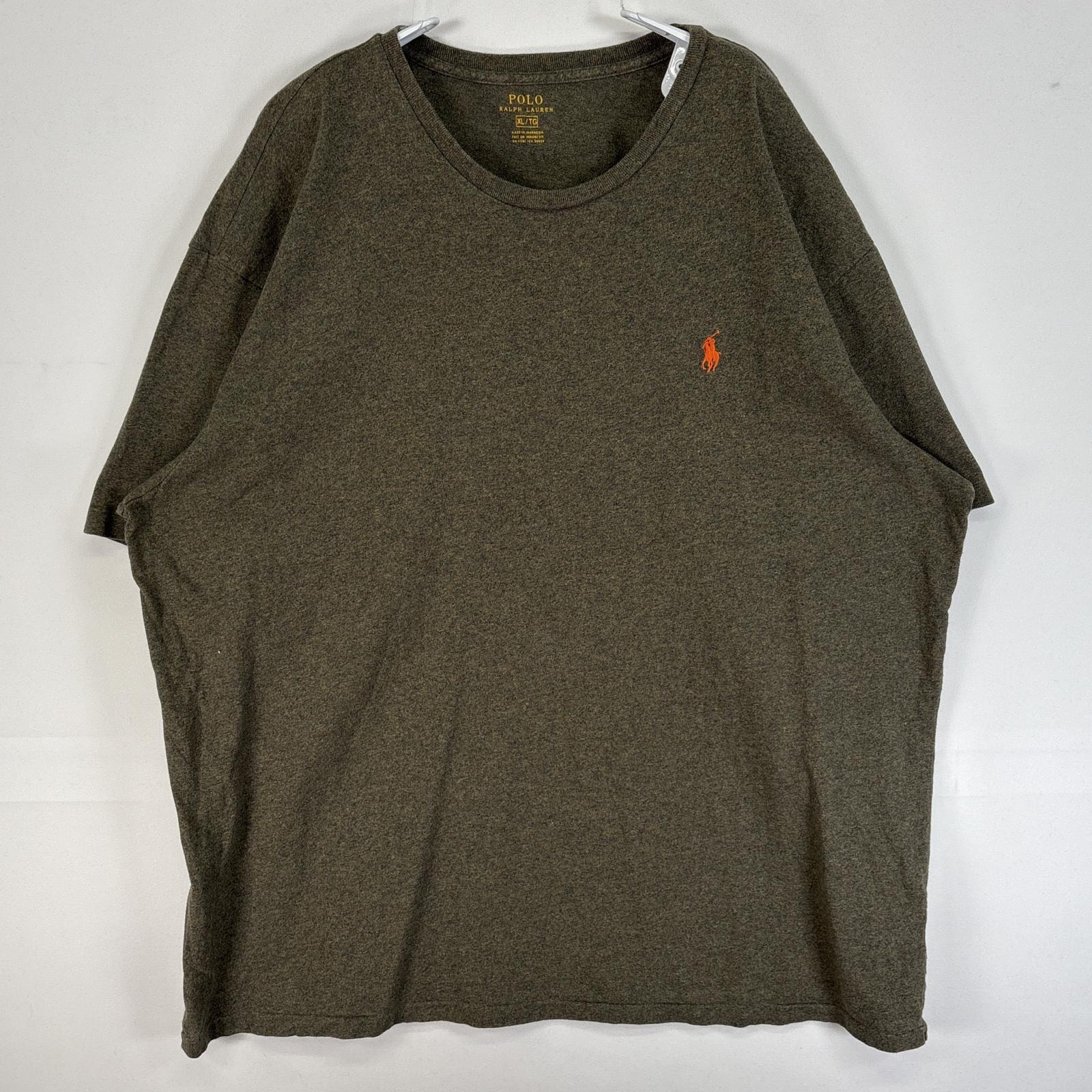 古着 ポロ・ラルフローレン POLO RALPH LAUREN 半袖Tシャツ ロゴ 刺繍 大きいサイズ XL  カーキ系 無地 メンズ
