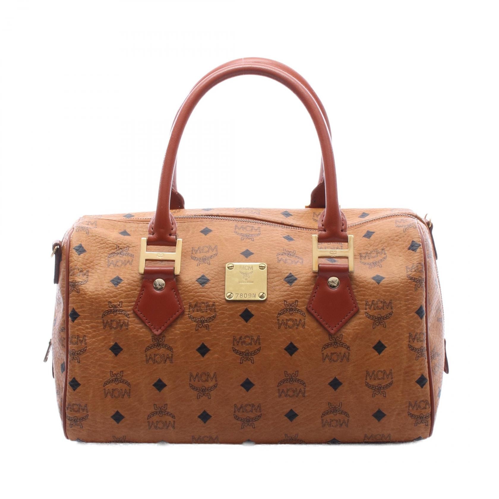 エム・シー・エム MCM ヴィセトス ハンドバッグ バッグ PVCコーティングキャンバス レザー レディース ブラウン系 【中古】