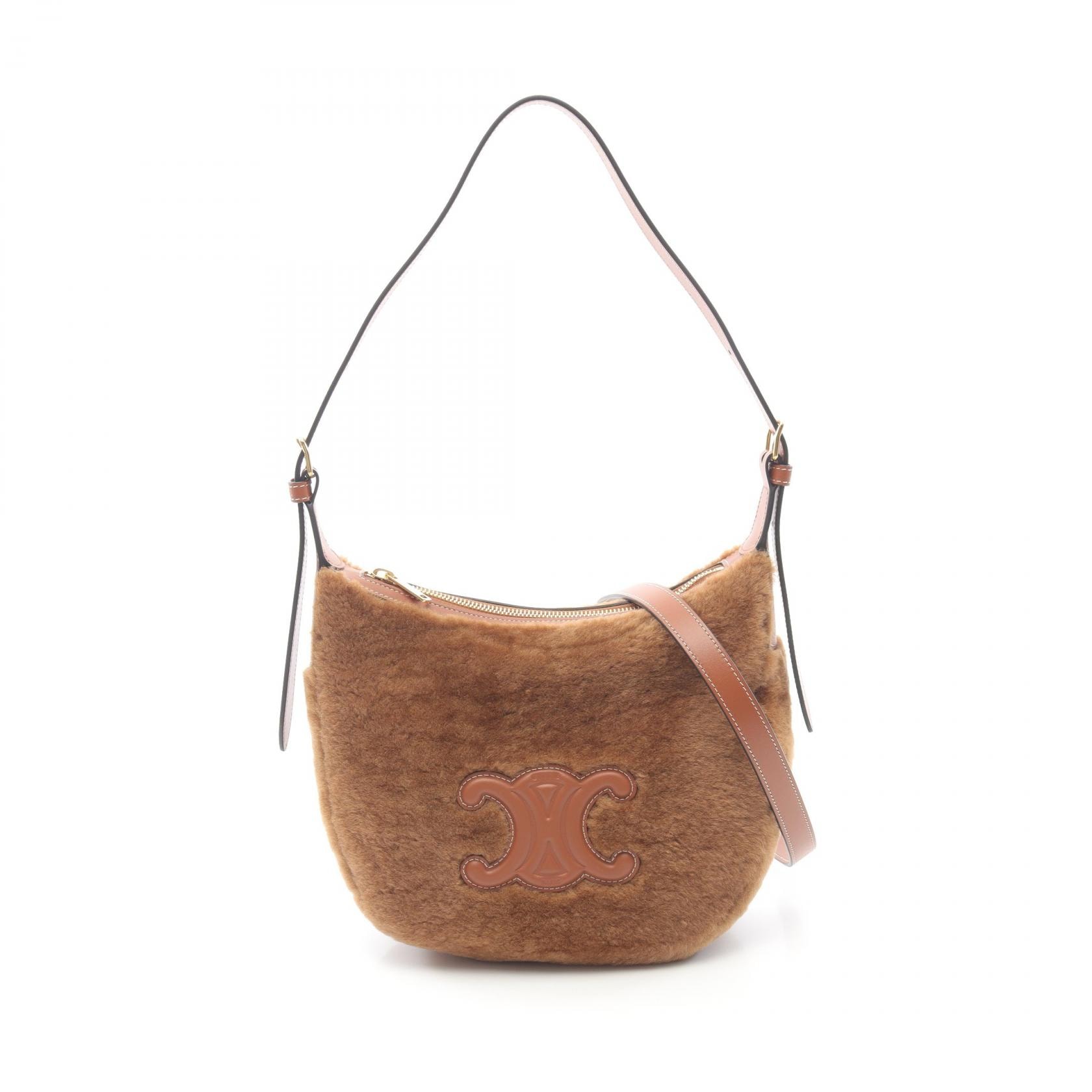 セリーヌ CELINE HELOISE スモール エロイズ ショルダーバッグ バッグ レザー ファー レディース ブラウン系 117253GFX19BR 【新品】