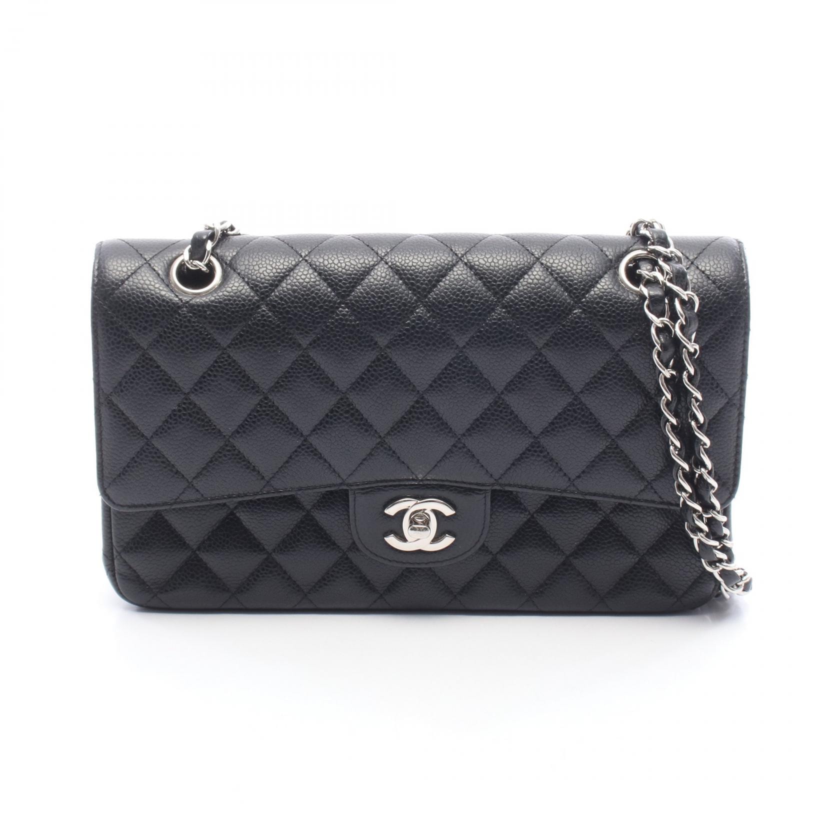 シャネル CHANEL マトラッセ Wフラップ ショルダーバッグ バッグ キャビアスキン(グレインドカーフ) レディース ブラック系 【中古】