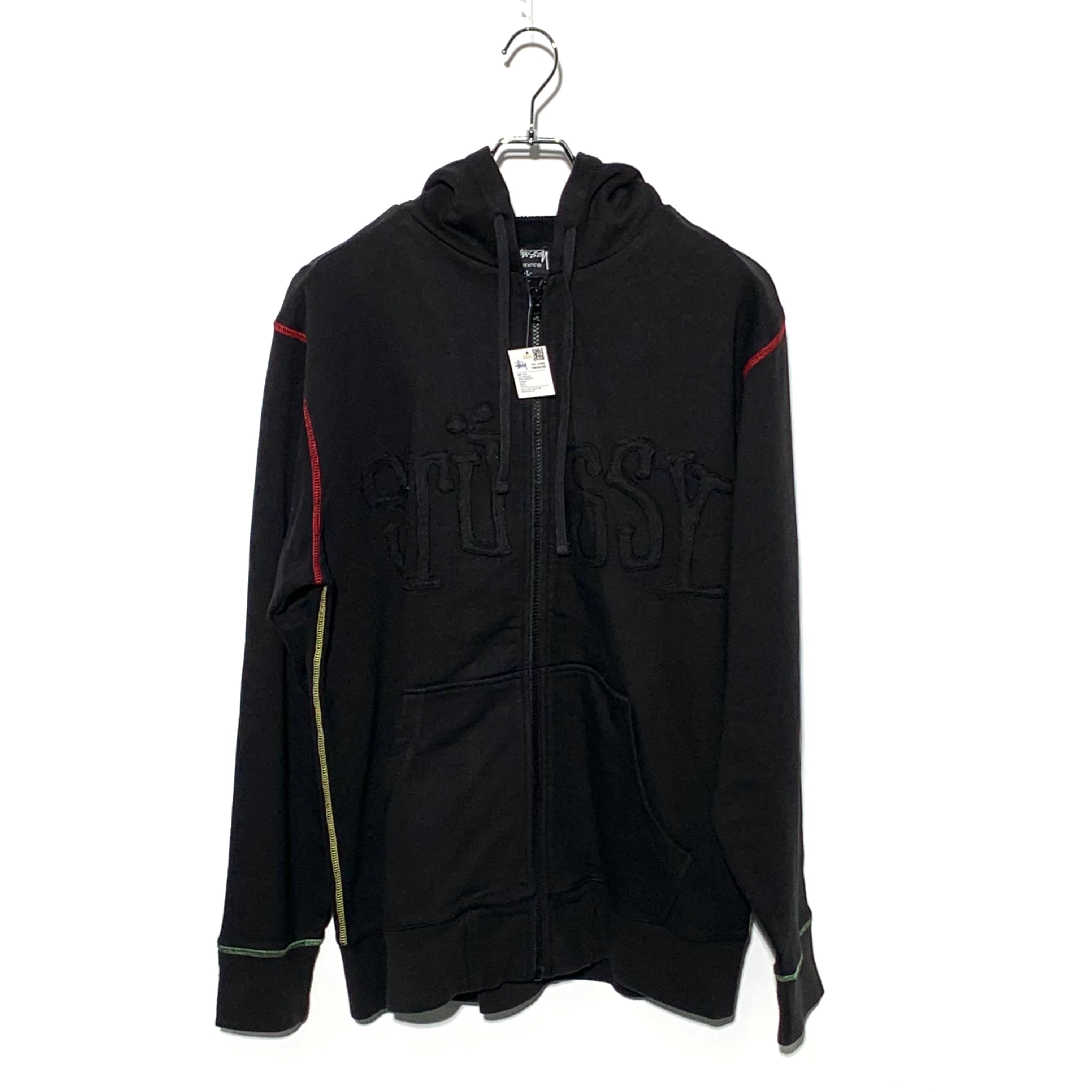 STUSSY CUT OUT LOGO ZIP HOODIE Black 