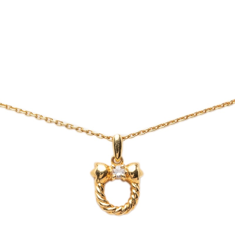 ディオール チェーン ペンダント ネックレス 750 メッキ K18YG イエローゴールド ダイヤモンド レディース Dior 【中古】