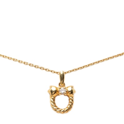 ディオール チェーン ペンダント ネックレス 750 メッキ K18YG イエローゴールド ダイヤモンド レディース Dior 【中古】