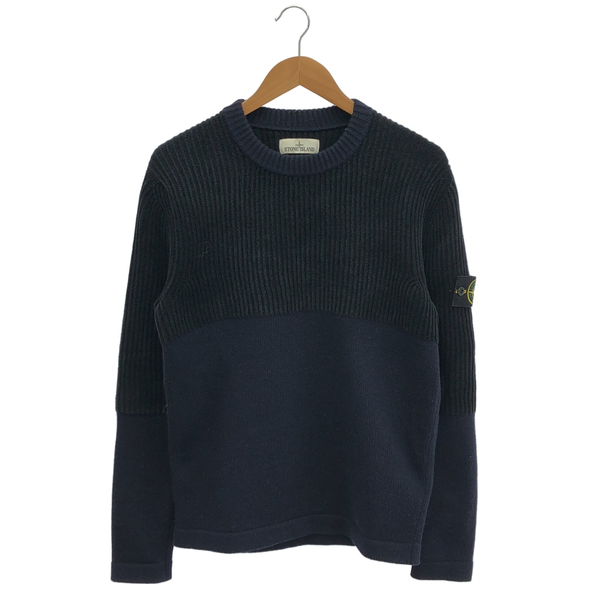 ストーンアイランド 19AW 7115570D2 ネイビー ラグランスリーブニットセーター S