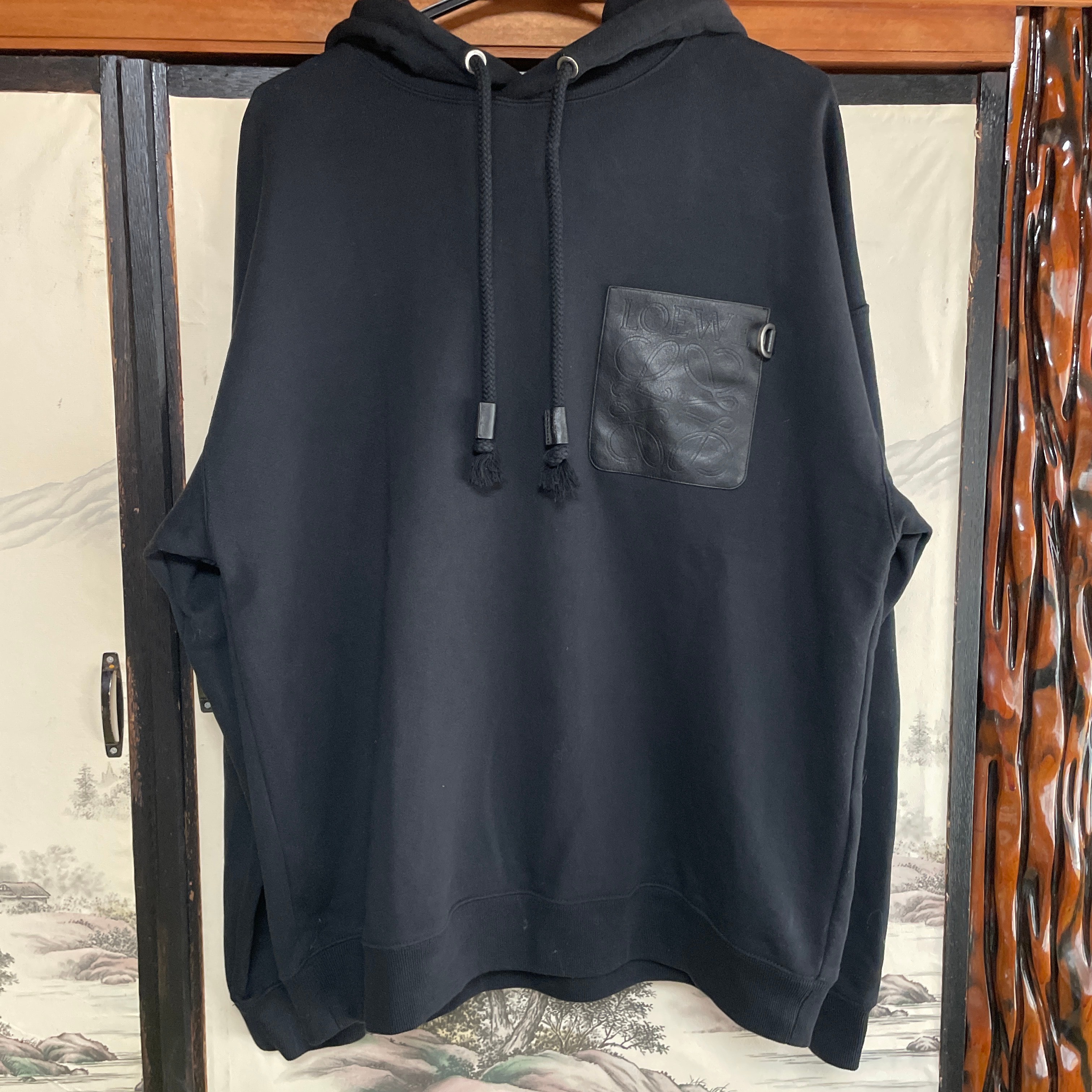 LOEWE Men's Relaxed Fit Hoodie in Cotton "Black"
