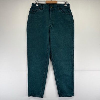 古着 90's/90年代 エルエルビーン L.L.Bean USA製 デニム パンツ テーパード 5ポケット デニム 16 グリーン系 レディース
