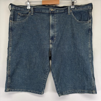 古着 ディッキーズ Dickies デニム ショートパンツ ペインター ワンポイントロゴ 大きいサイズ w42 ブルー系 メンズ