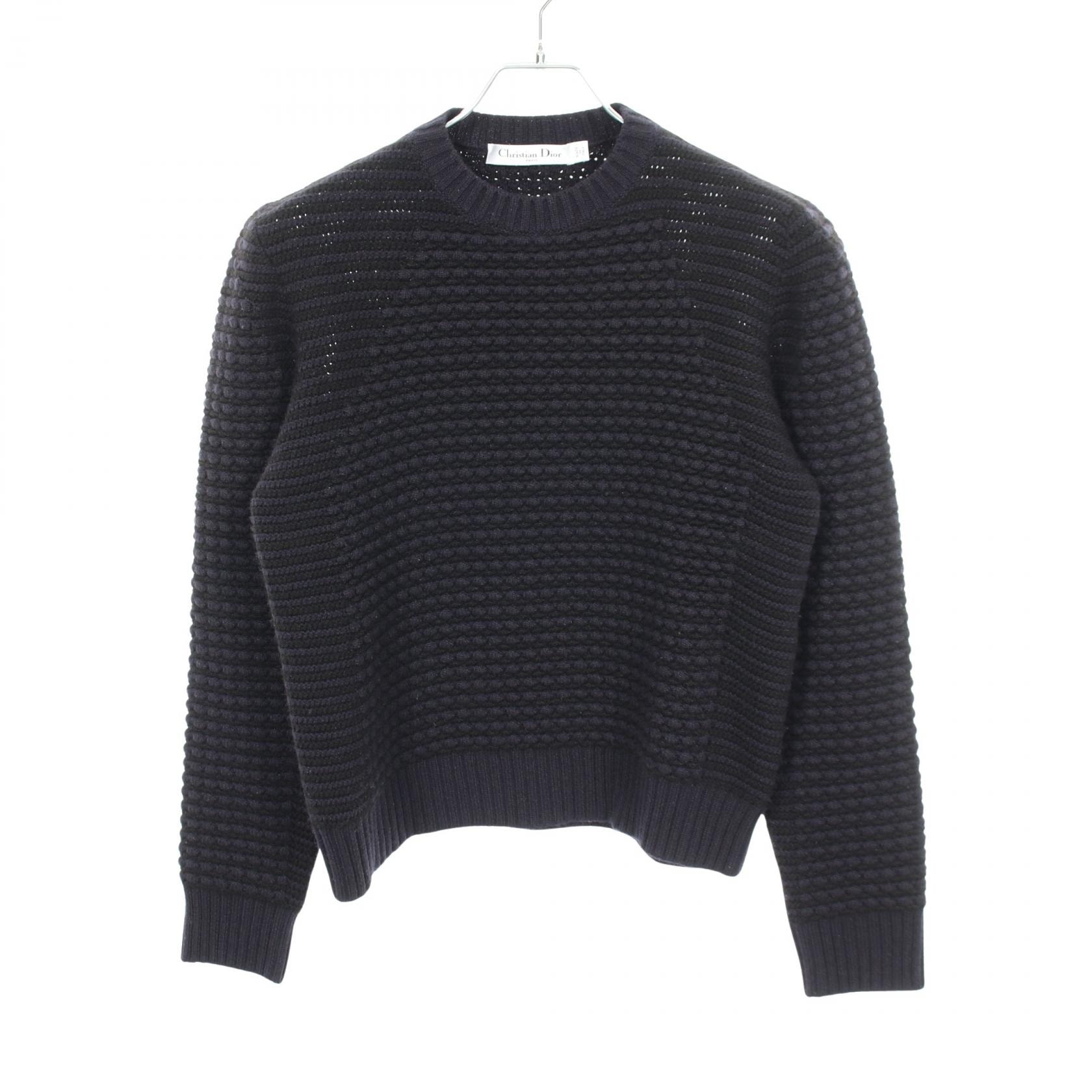 ディオール Dior クルーネック ニット 衣料品 トップス カシミヤ レディース ネイビー系 / ブラック系 844S48AM012 【中古】