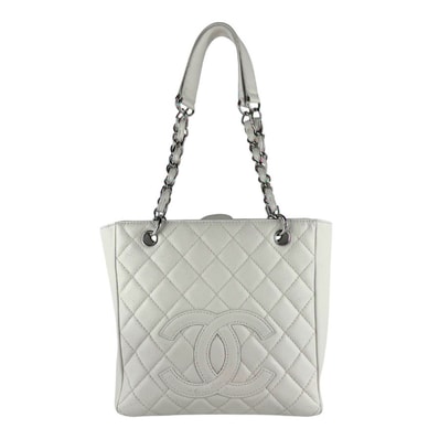 シャネル CHANEL ショルダーバッグ PST キャビアスキンレザー ホワイト レディース【中古】 z10558