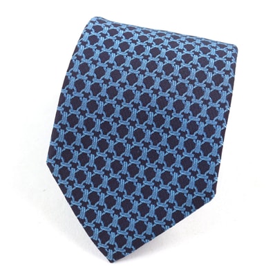 極美品 エルメス ネクタイ CRAVATE クラヴァット ブルー ネイビー メンズ 659059T