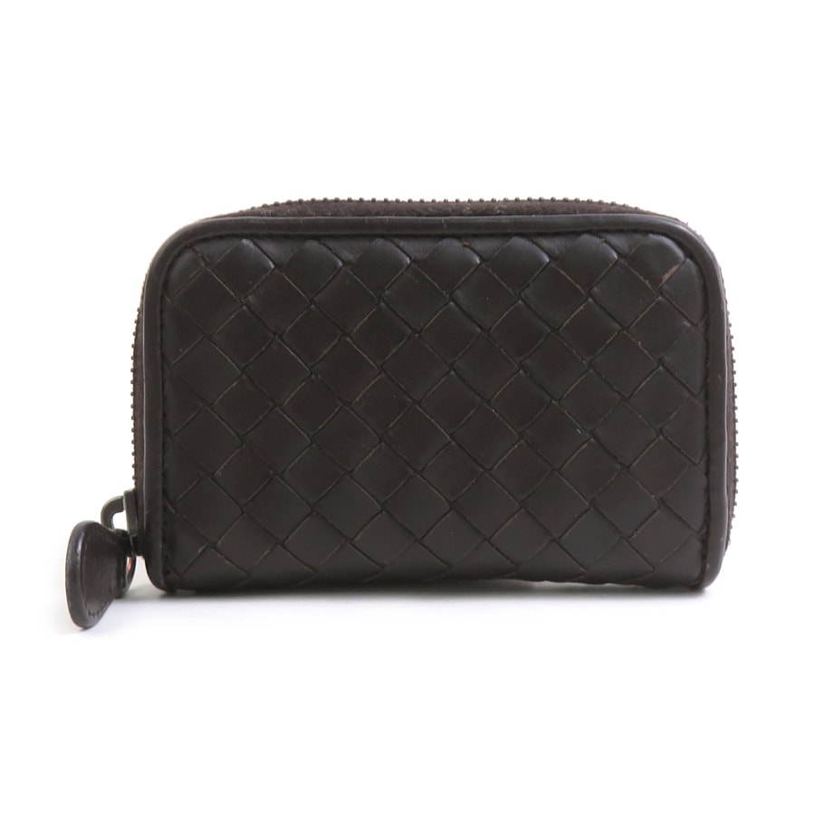 ボッテガヴェネタ BOTTEGAVENETA コインケース イントレチャート レザー ダークブラウン メンズ【中古】 e61040a