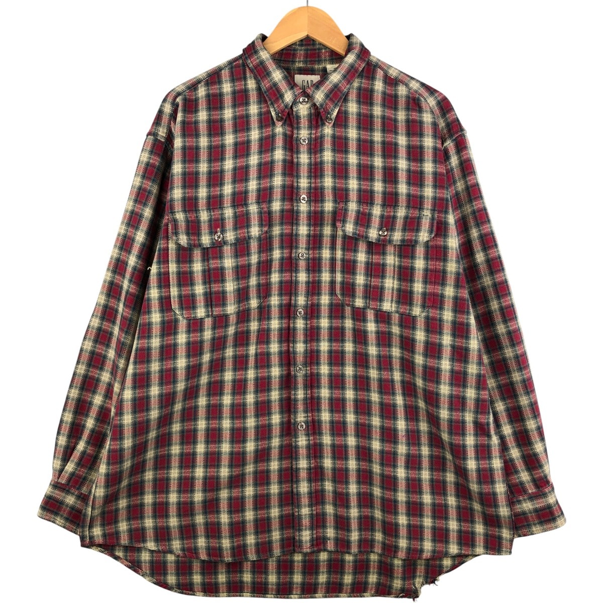 古着 90年代 ギャップ GAP オールドギャップ ヘリンボーン 長袖 ボタンダウン フランネルチェックシャツ メンズXL相当 ヴィンテージ/eaa591642