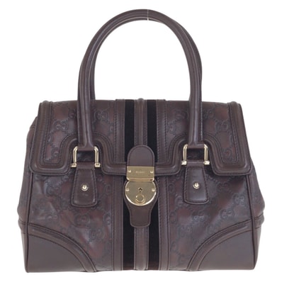 美品 GUCCI グッチ グッチシマ ブラウン ゴールド金具 レザー ハンドバッグ 600654 【中古】
