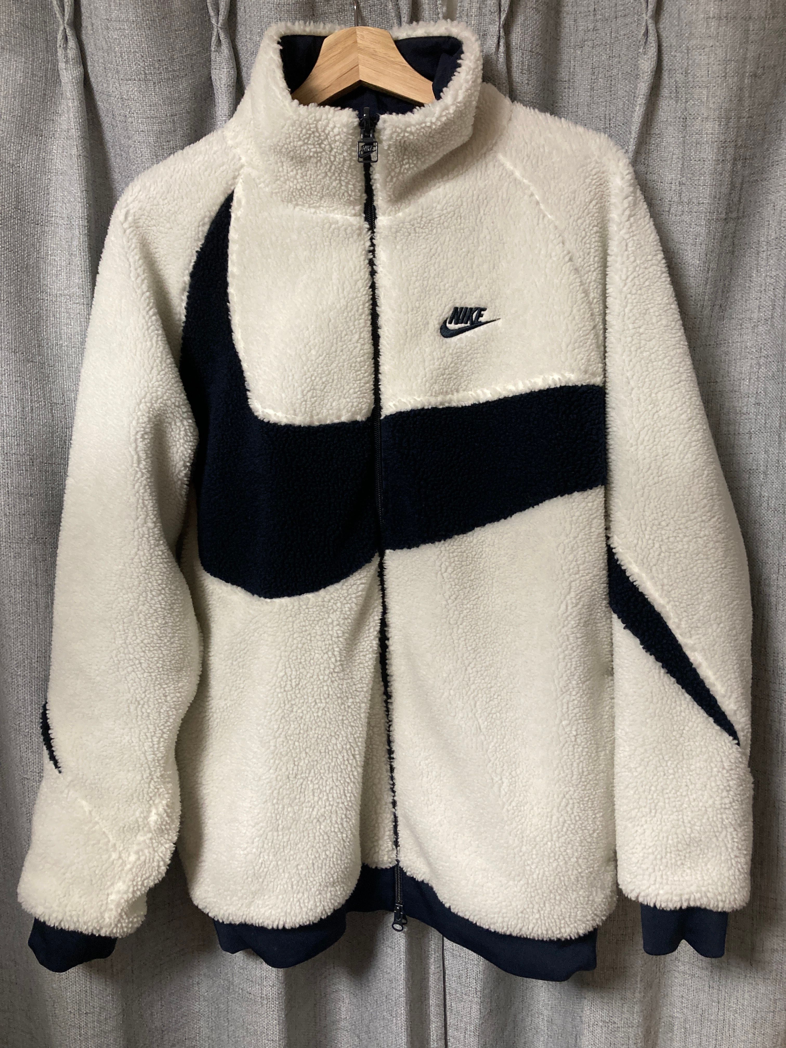 Nike Big Swoosh Reversible Boa Jacket "Sail/Dark Obsidian"