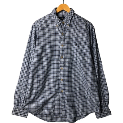 古着 ラルフローレン Ralph Lauren CLASSIC FIT クラシックフィット 長袖 ボタンダウン ライトネルチェックシャツ メンズL相当/eaa592345