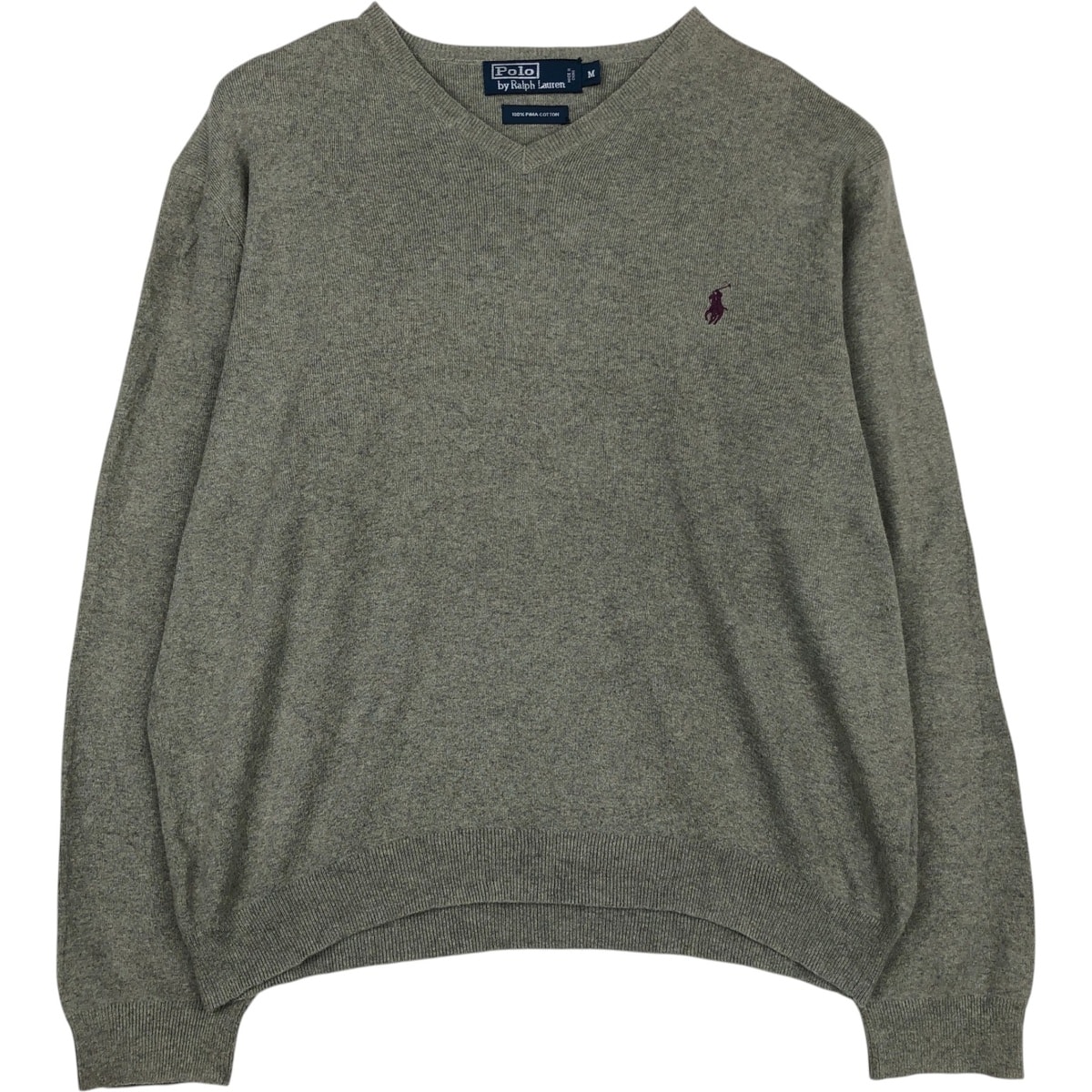 古着 ラルフローレン Ralph Lauren POLO by Ralph Lauren Vネック ピマコットンニットセーター メンズM相当/eaa637193