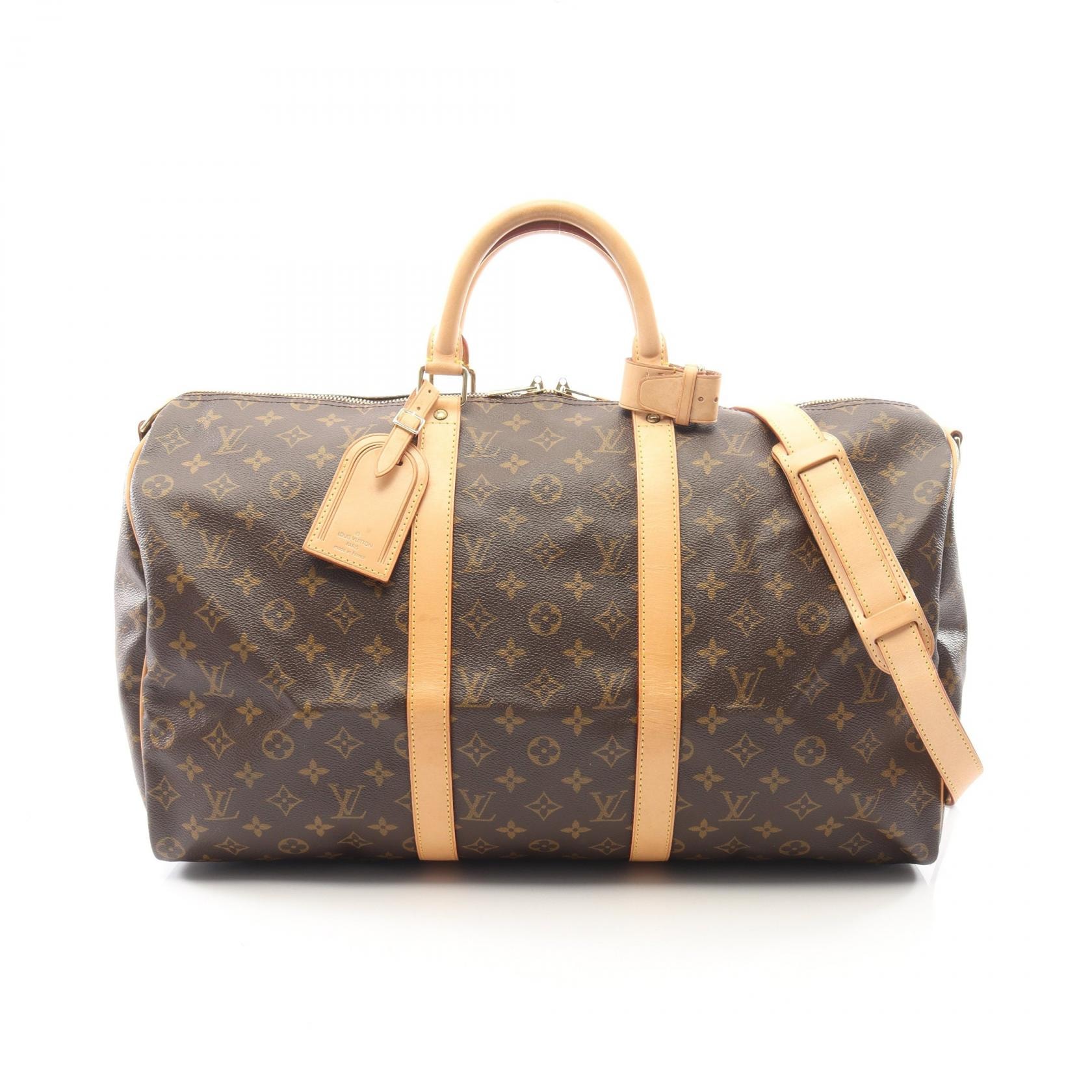 ルイ・ヴィトン LOUIS VUITTON キーポル バンドリエール50 2WAY ボストンバッグ バッグ PVCコーティングキャンバス レザー モノグラム メンズ レディース ブラウン系 M41416 【中古】