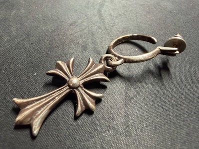 Chrome Hearts Tiny CH Cross Hoop Earrings "Silver"