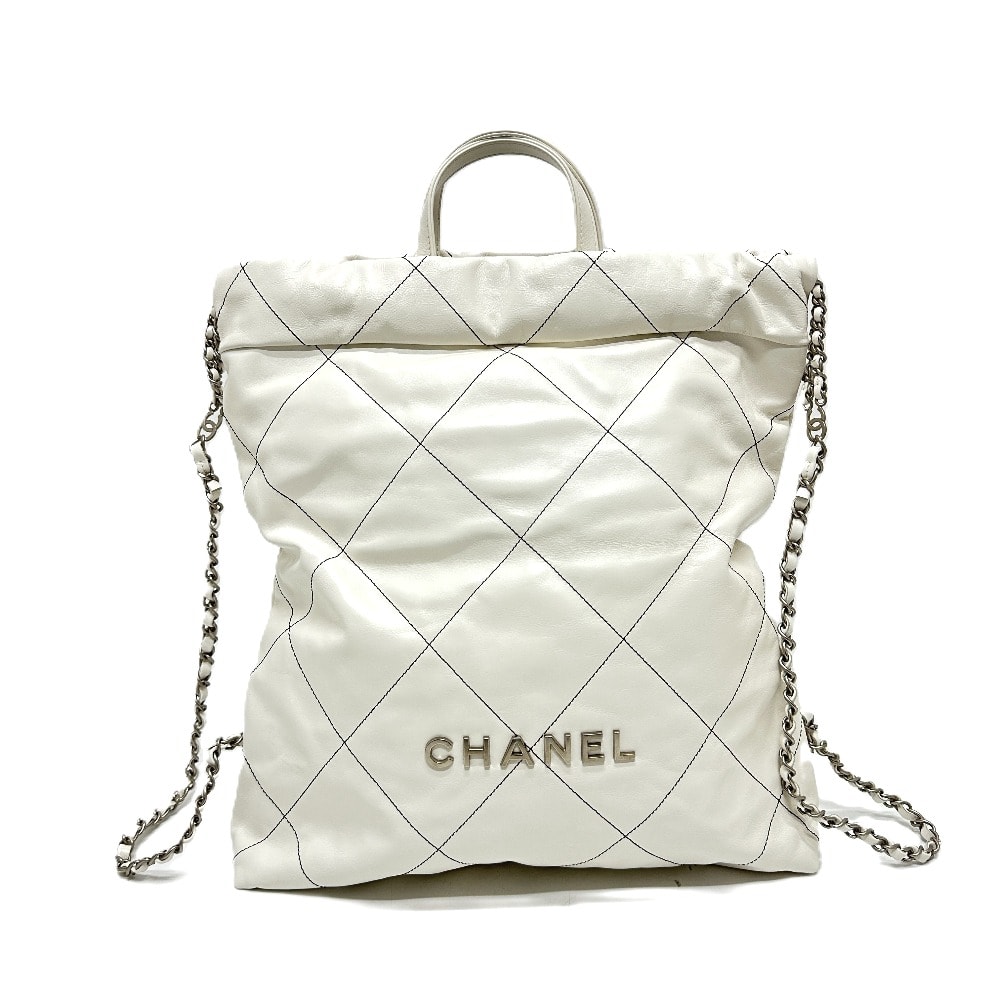 シャネル CHANEL CHANEL22 スモール AS3313 ハンドバッグ 2WAYバッグ チェーン リュックサック リュックサック ラムスキン ホワイト 美品