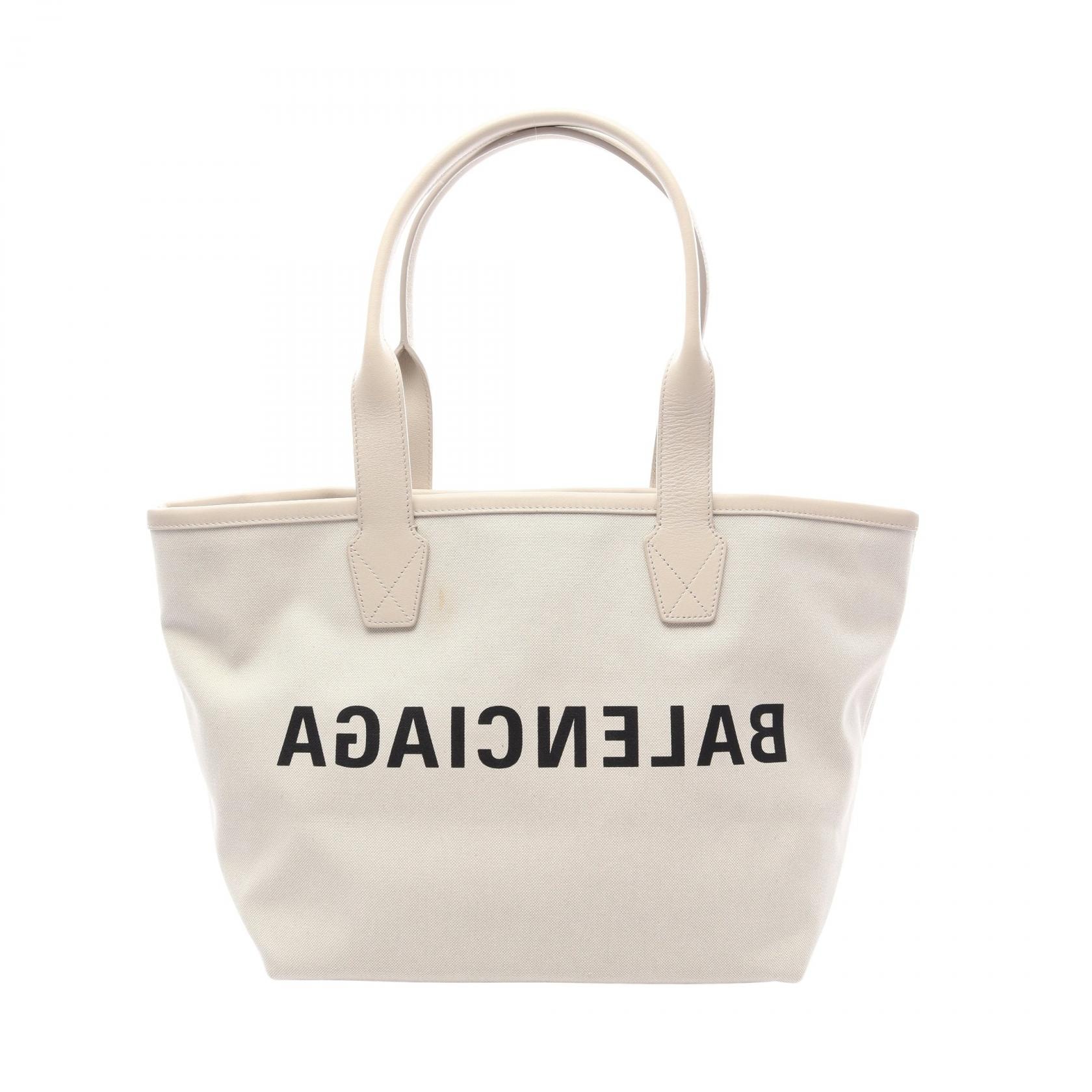 バレンシアガ BALENCIAGA シティーズ パリ ジャンボ トートバッグ バッグ キャンバス レザー レディース ホワイト系 / ブラック系 692068 【中古】