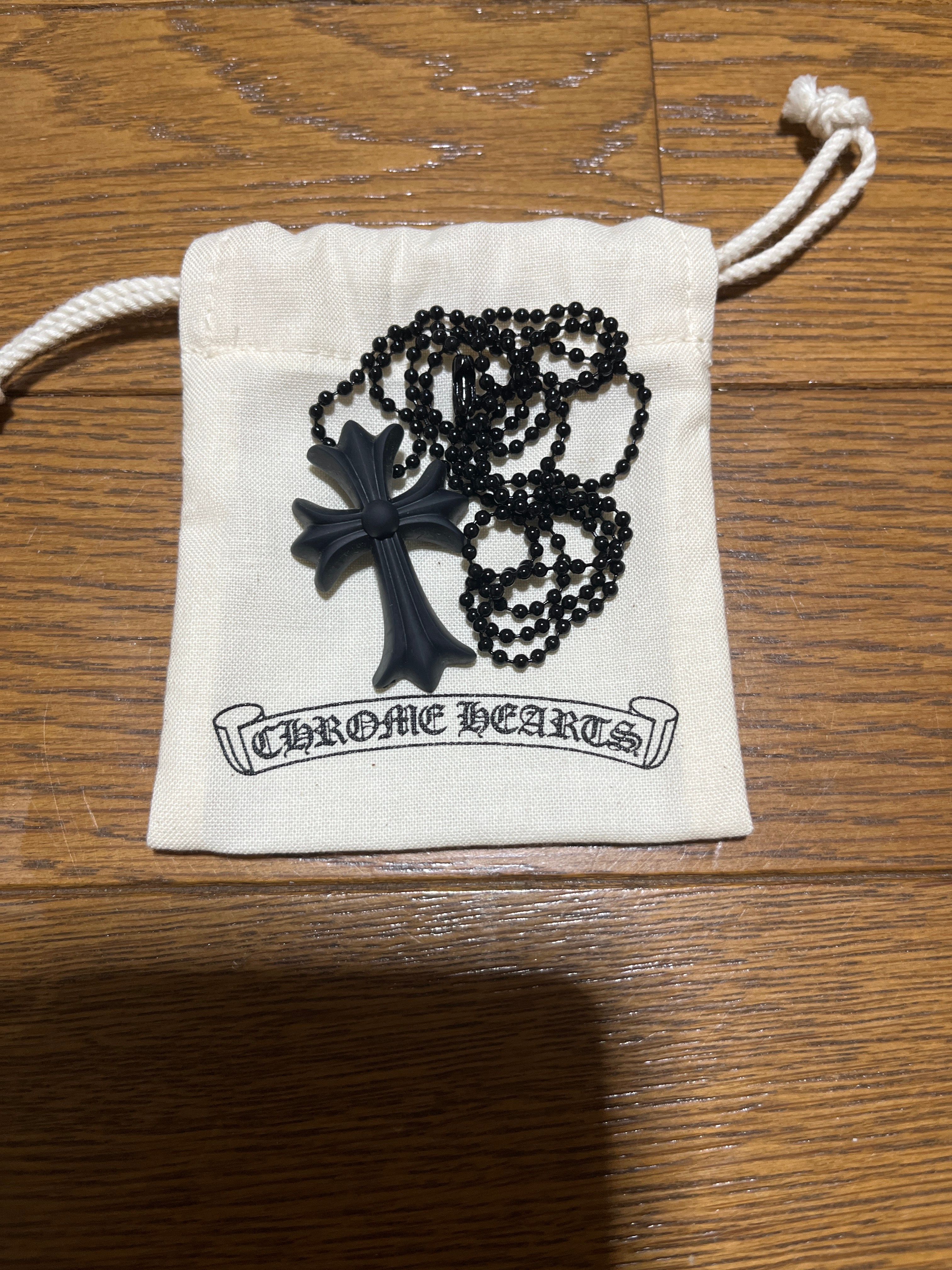 Chrome Hearts Rubber Small CH Cross Silicon Necklace "Black"