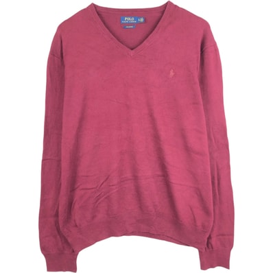 古着 ラルフローレン Ralph Lauren POLO RALPH LAUREN Vネック ピマコットンニットセーター メンズXL相当/eaa672488