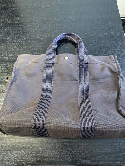 HERMES Her Line Canvas Tote Bag "Gray"