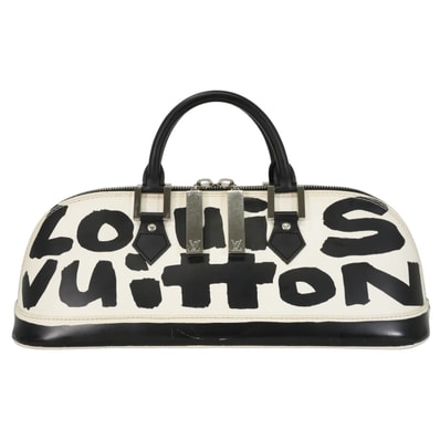 【渋谷並木橋店】LOUIS VUITTON ルイ・ヴィトン ハンドバッグ アルマ ホリゾンタル グラフィティ 白 (ホワイト)/黒 (ブラック) カーフスキン シルバー金具 M92175 SAランク【中古】
