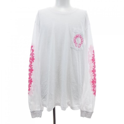 Chrome Hearts Horseshoe Floral Cross Pink Logo L/S Pocket T-Shirt "White"