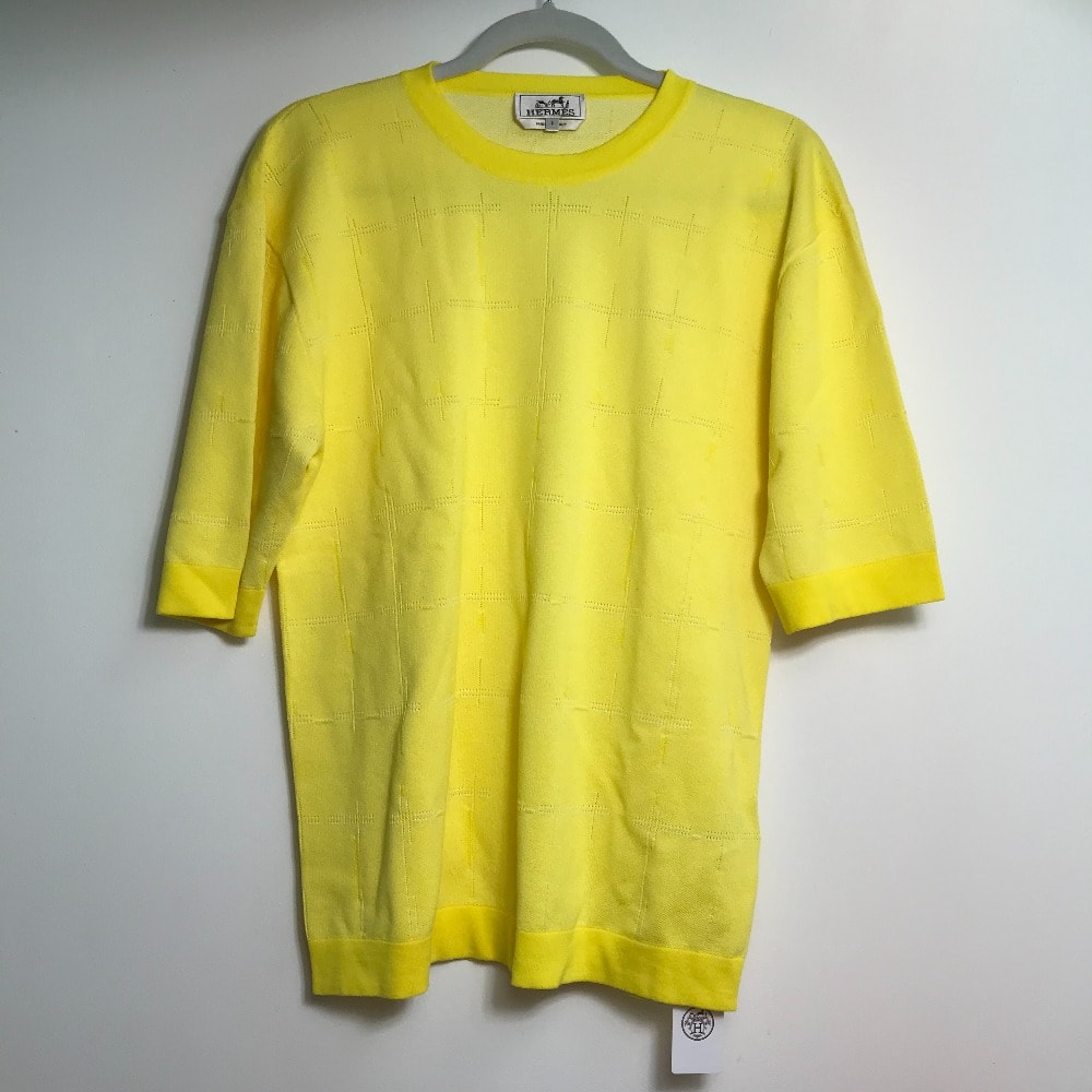 未使用 エルメス 総柄 半袖シャツ トップス イエロー S